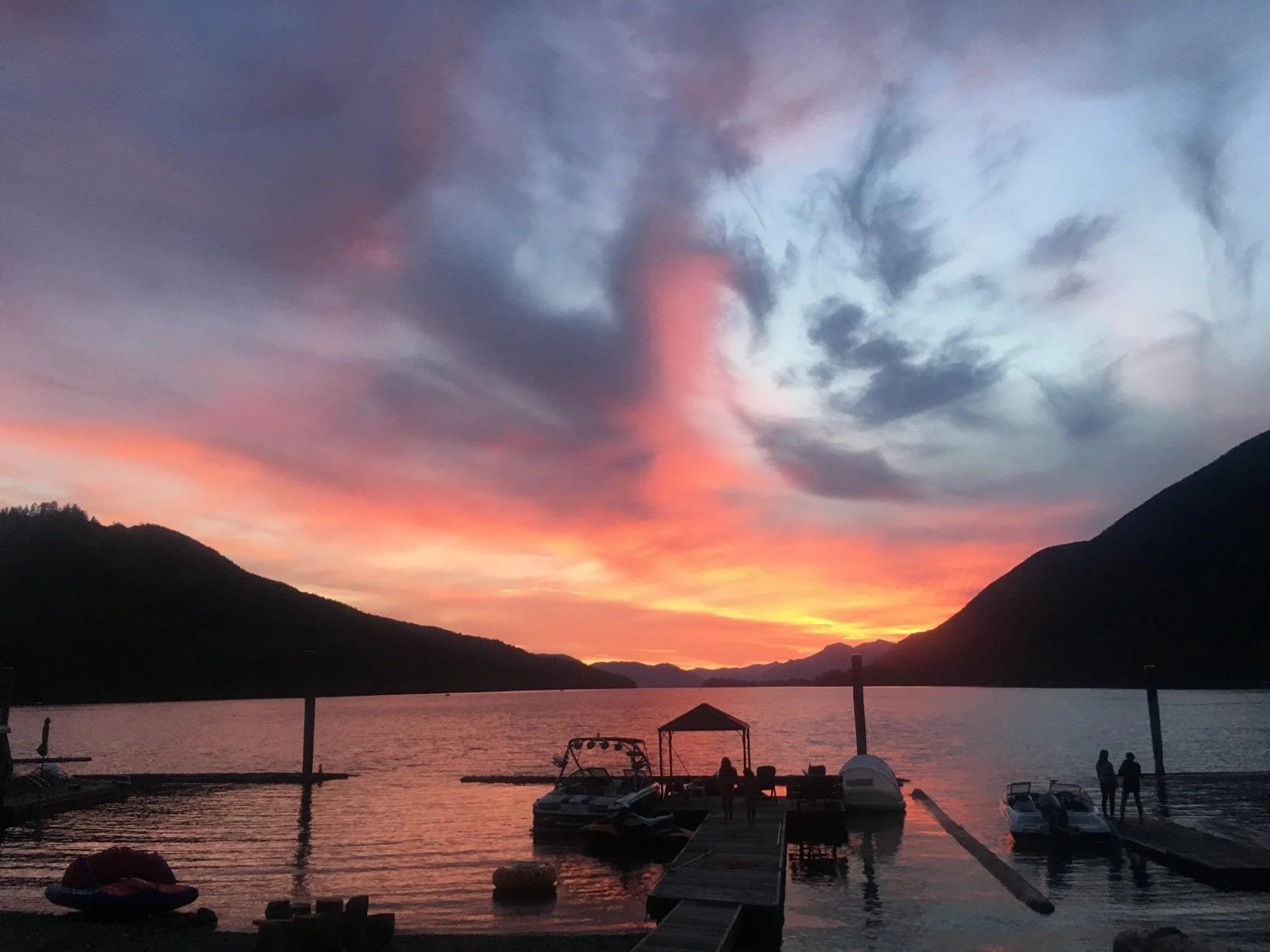 Sunset over beautiful Lake Cowichan on Vancouver Island